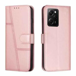 For Xiaomi Redmi Note 12 Pro Speed / Poco X5 Pro 5G Stitching Calf Texture Buckle Leather Phone Case(Rose Gold)