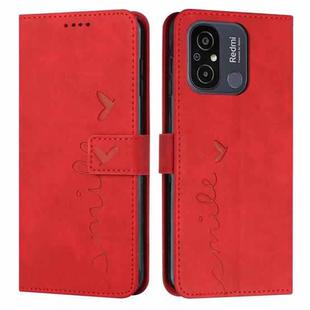 For Xiaomi Redmi 11A 4G Skin Feel Heart Pattern Leather Phone Case(Red)