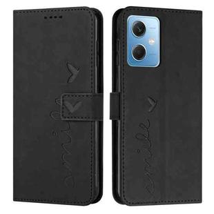 For Xiaomi Redmi Note 12 Global / Poco X5 5G Skin Feel Heart Pattern Leather Phone Case(Black)