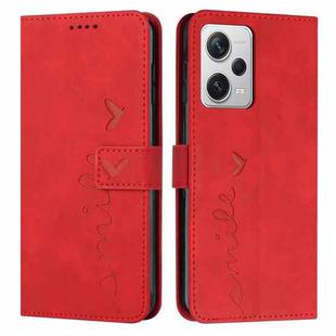 For Xiaomi Redmi Note 12 Pro 5G Global Skin Feel Heart Pattern Leather Phone Case(Red)