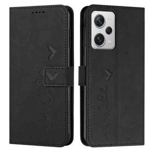 For Xiaomi Redmi Note 12 Pro 5G Global Skin Feel Heart Pattern Leather Phone Case(Black)