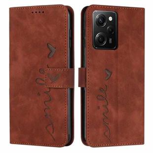 For Xiaomi Redmi Note 12 Pro Speed / Poco X5 Pro 5G Skin Feel Heart Pattern Leather Phone Case(Brown)