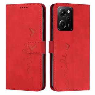 For Xiaomi Redmi Note 12 Pro Speed / Poco X5 Pro 5G Skin Feel Heart Pattern Leather Phone Case(Red)