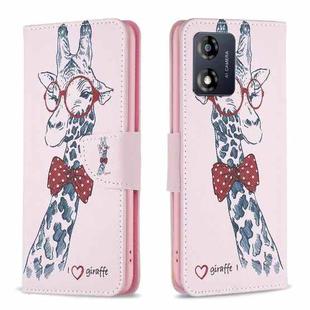 For Motorola Moto E13 4G Colored Drawing Pattern Leather Phone Case(Deer)