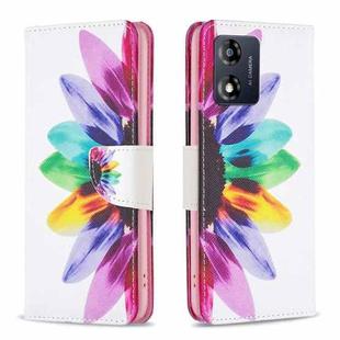 For Motorola Moto E13 4G Colored Drawing Pattern Leather Phone Case(Sun Flower)