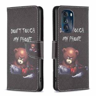 For Motorola Moto G 5G 2023 Colored Drawing Pattern Leather Phone Case(Bear)