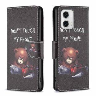 For Motorola Moto G73 5G Colored Drawing Pattern Leather Phone Case(Bear)