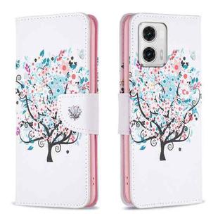 For Motorola Moto G73 5G Colored Drawing Pattern Leather Phone Case(Tree)