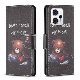 For Motorola Moto G13 4G/G23 4G/G53 5G Colored Drawing Pattern Leather Phone Case(Bear)