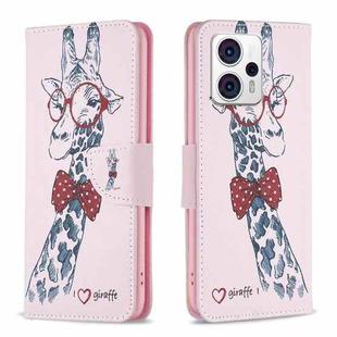 For Motorola Moto G13 4G/G23 4G/G53 5G Colored Drawing Pattern Leather Phone Case(Deer)