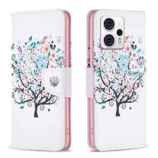 For Motorola Moto G13 4G/G23 4G/G53 5G Colored Drawing Pattern Leather Phone Case(Tree)