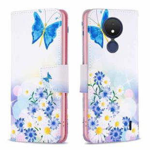 For Nokia C21 Colored Drawing Pattern Leather Phone Case(Butterfly Love)