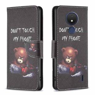 For Nokia C21 Colored Drawing Pattern Leather Phone Case(Bear)