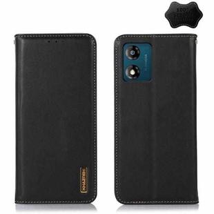 For Motorola Moto E13 4G 2023 KHAZNEH Nappa Top Layer Cowhide Leather Phone Case(Black)