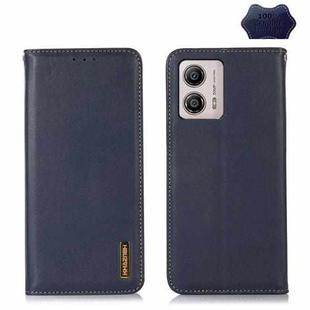 For Motorola Moto G53 5G KHAZNEH Nappa Top Layer Cowhide Leather Phone Case(Blue)