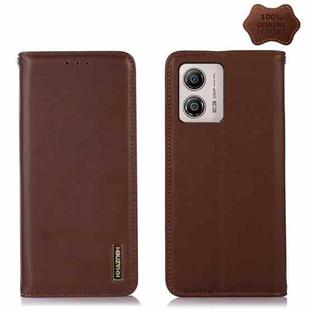 For Motorola Moto G53 5G KHAZNEH Nappa Top Layer Cowhide Leather Phone Case(Brown)