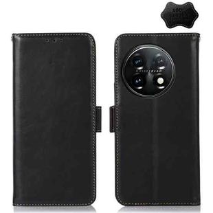For OnePlus 11 5G Crazy Horse Top Layer Cowhide RFID Leather Phone Case(Black)