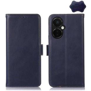 For OnePlus Nord CE 3 Lite Crazy Horse Top Layer Cowhide RFID Leather Phone Case(Blue)