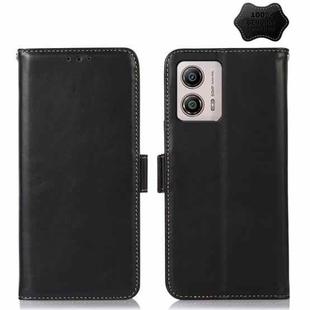 For Motorola Moto G53 5G Crazy Horse Top Layer Cowhide RFID Leather Phone Case(Black)