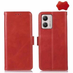 For Motorola Moto G53 5G Crazy Horse Top Layer Cowhide RFID Leather Phone Case(Red)