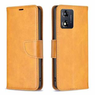 For Motorola Moto E13 4G Lambskin Texture Leather Phone Case(Yellow)