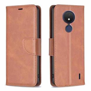 For Nokia C21 Lambskin Texture Leather Phone Case(Brown)