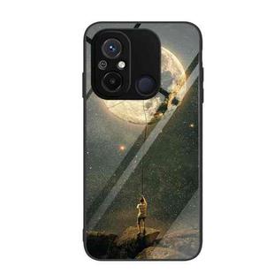 For Xiaomi Redmi 12C Colorful Painted Glass Phone Case(Moon)
