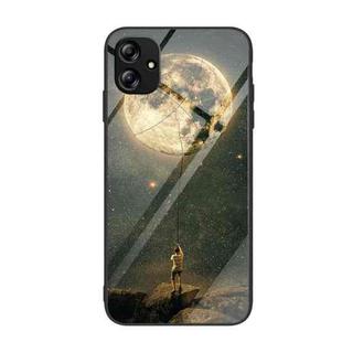 For Samsung Galaxy A04e Colorful Painted Glass Phone Case(Moon)