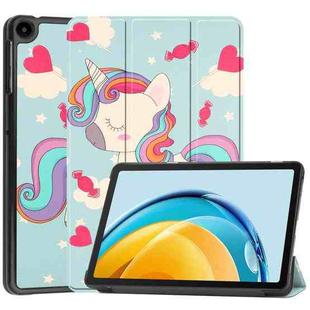 For Huawei Matepad SE 10.4 Custer Painted 3-Fold Holder Leather Tablet Case(Unicorn)