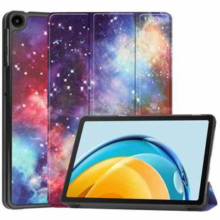 For Huawei Matepad SE 10.4 Custer Painted 3-Fold Holder Leather Tablet Case(Milky Way Nebula)