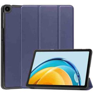 For Huawei Matepad SE 10.4 Custer Pure Color 3-Fold Holder Leather Tablet Case(Dark Blue)