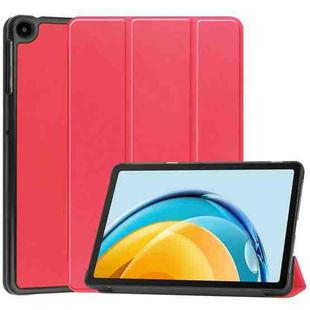 For Huawei Matepad SE 10.4 Custer Pure Color 3-Fold Holder Leather Tablet Case(Red)