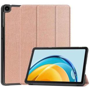 For Huawei Matepad SE 10.4 Custer Pure Color 3-Fold Holder Leather Tablet Case(Rose Gold)