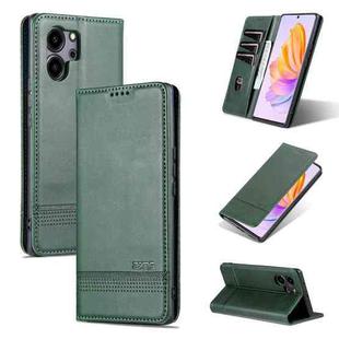 For Honor 80 SE AZNS Magnetic Calf Texture Flip Leather Phone Case(Dark Green)