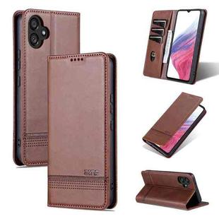 For Samsung Galaxy A04e AZNS Magnetic Calf Texture Flip Leather Phone Case(Dark Brown)