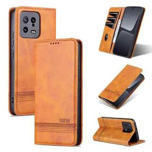 For Xiaomi 13 AZNS Magnetic Calf Texture Flip Leather Phone Case(Light Brown)