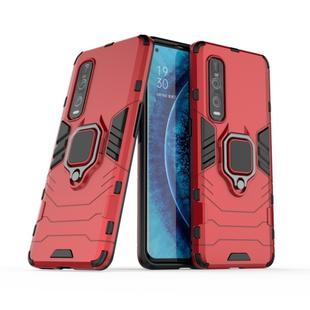 For OPPO Find X2 Pro PC + TPU Shockproof Protective Case with Magnetic Ring Holder(Red)