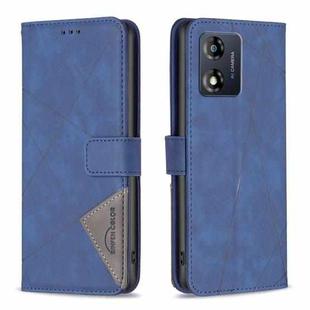 For Motorola Moto E13 4G Magnetic Buckle Rhombus Texture Leather Phone Case(Blue)