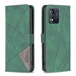 For Motorola Moto E13 4G Magnetic Buckle Rhombus Texture Leather Phone Case(Green)