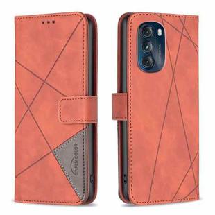 For Motorola Moto G 5G 2023 Magnetic Buckle Rhombus Texture Leather Phone Case(Brown)