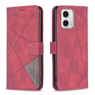 For Motorola Moto G73 5G Magnetic Buckle Rhombus Texture Leather Phone Case(Red)