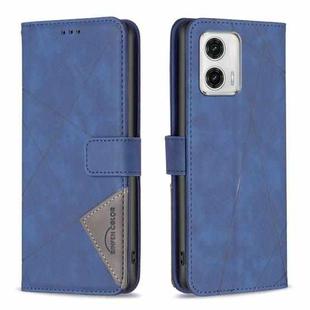 For Motorola Moto G73 5G Magnetic Buckle Rhombus Texture Leather Phone Case(Blue)
