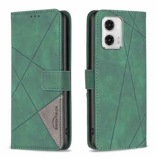 For Motorola Moto G73 5G Magnetic Buckle Rhombus Texture Leather Phone Case(Green)