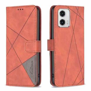 For Motorola Moto G73 5G Magnetic Buckle Rhombus Texture Leather Phone Case(Brown)