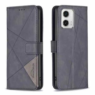 For Motorola Moto G73 5G Magnetic Buckle Rhombus Texture Leather Phone Case(Black)