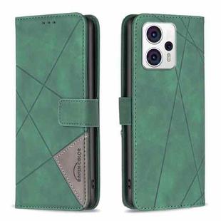 For Motorola Moto G13 4G/G23 4G/G53 5G Magnetic Buckle Rhombus Texture Leather Phone Case(Green)