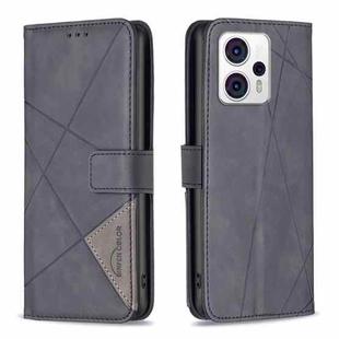 For Motorola Moto G13 4G/G23 4G/G53 5G Magnetic Buckle Rhombus Texture Leather Phone Case(Black)