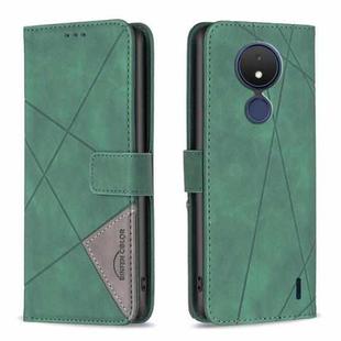 For Nokia C21 Magnetic Buckle Rhombus Texture Leather Phone Case(Green)