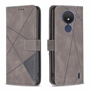 For Nokia C21 Magnetic Buckle Rhombus Texture Leather Phone Case(Grey)