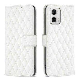 For Motorola Moto G73 5G Diamond Lattice Wallet Leather Flip Phone Case(White)